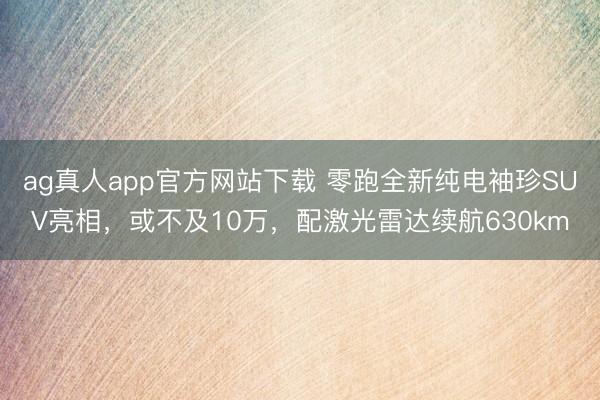 ag真人app官方网站下载 零跑全新纯电袖珍SUV亮相，或不及10万，配激光雷达续航630km